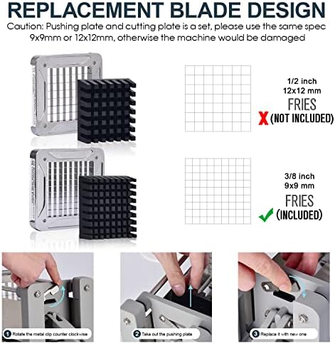 Sopito Coupe Frite, Coupe Frites Manuel en INOX Antidérapant Coupe Frite Professionnel avec Lames de 9x9mm, Idéal pour Pommes de Terre et Légumes – Image 4