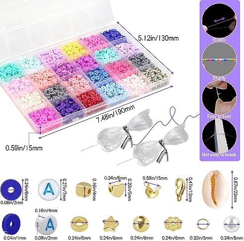 168 Couleurs Perle Plate pour Bracelet, 20860 Pièces 6mm Perles Heishi, Perles pour Bracelet, Perles Argile pour Bracelet avec Perles Lettres DIY Bracelet Collier Pendentif Charmes – Image 3