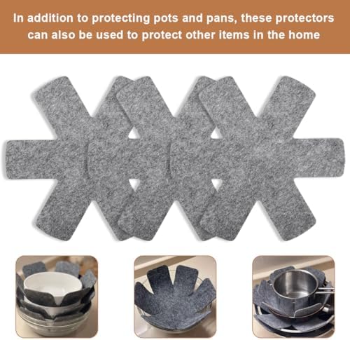 WMUVAZA Protection Casserole Protege Poele, 10 Pièces Protection Casseroles et Protège-Poêle, Premium Coussinets D'intercalaire Séparé et Protéger Les Surfaces Cuisine pour Éviter Les Rayures – Image 6
