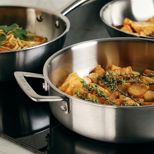 KAMBERG - Sauteuse Ø28 cm en Acier Inoxydable 18/10 Triply - Sans PFAS - Couvercle inclus - Tous feux dont induction et four - 0008279, Gris – Image 4