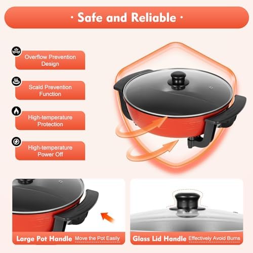 1300W Appareil Fondue Chinoise,6L de Grande Capacité Poêle Antiadhésive,Double Hot Pot,Température Réglable Hot Pot Electrique,220V,Pour la Maison, la Cuisine et les Fêtes – Image 5