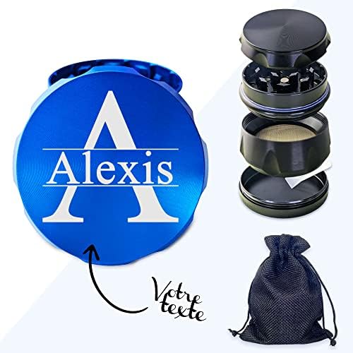 KDO MAGIC - Grinder personnalisé - 55 x 41mm - Moulin à épice personnalisable avec prénom gravé - Broyeur à tabac en métal haute qualité - 4 pièces - Tamis et Spatule - Grinder relief (Modèle Texte) – Image 16