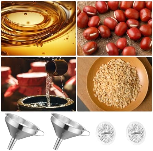 SRTSTR 2 Pièces Entonnoir Inox, Entonnoir Alimentaire, Entonnoir Cuisine Inox 11cm Entonnoir avec Filtre Entonnoir Tamis Inox Entonnoir avec Ane Inox Entonnoir Métallique pour le Transfert de Liquide – Image 7