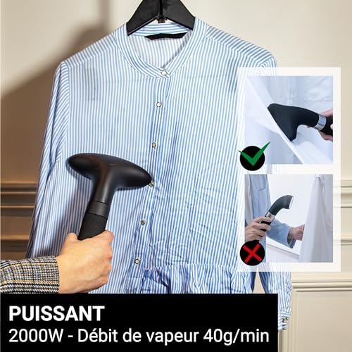 STEAMONE - Defroisseur Vapeur Vertical - Steamer Puissant 2000W - Qualité Professionnelle - Fer à Repasser - Grand Réservoir 3,5L - Accessoires inclus - Cable de 2,5m - Entreprise Française - T2000B – Image 2