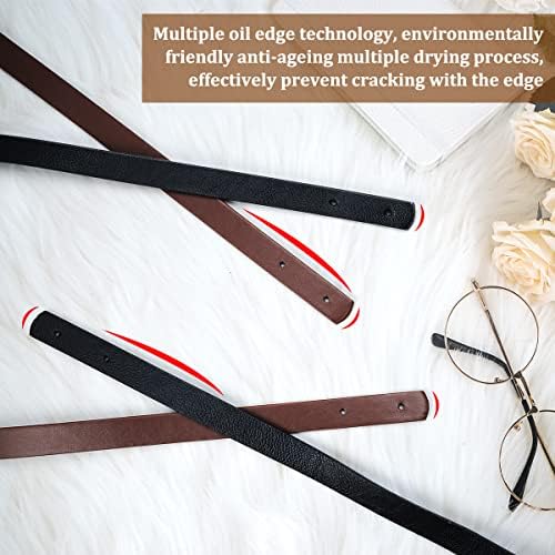 4 Pièces Anse de Sac en Cuir avec des Rivets, Durable Anse pour Sac À Main Interchangeable PU Anses pour Sac Au Crochet, Longueur: 60cm, Largeur: 2cm pour Les Sacs À Main DIY (Noir + Marron Clair) – Image 3