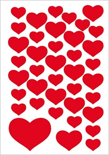 TopStick 1339 Autocollantes avec des motifs de coeur (200 stickers, papier, mat) auto-adhésives, étiquettes décoratives pour mariage, cadeau, anniversaire, Saint Valentin, amour, scrapbooking, rouge – Image 8