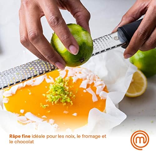 MasterChef Zesteur d'Agrumes & Râpe à Fromage Manuelle, Râpe Fine pour Parmesan, Citron, Coconut, Muscade, Chocolat et plus, 34,5cm, Lames Tranchante en Acier Inoxydable – Image 2
