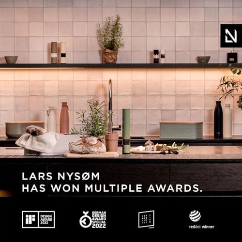 LARS NYSØM Set de moulin à sel et à poivre en acier inoxydable avec broyeur réglable en céramique 2 pièces I Set de moulin à épices manuel (Taupe Brown) – Image 6