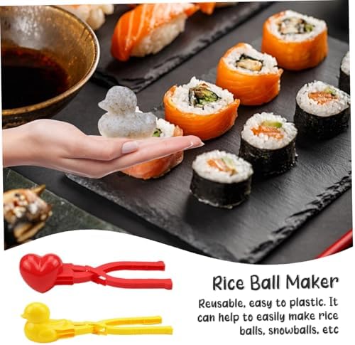 2 PCS/Set Rice Moule pour les enfants de qualité alimentaire PP Cœur antidérapant et moule de canard Moule de brique de sable pratique pour la fabrication de sandball de boule de neige aux sus – Image 5