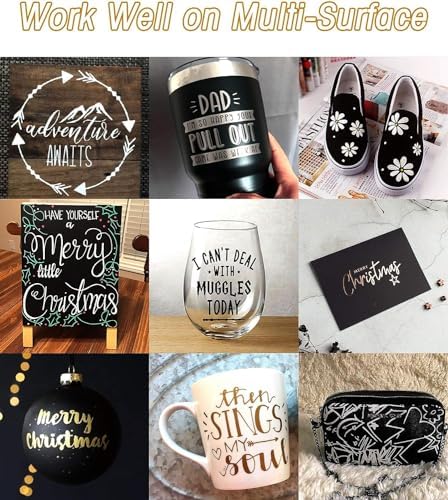 Stylo acrylique noir blanc or argent, Marqueur permanent de 0,7 mm étanche Stylo peinture rupestre, pour roche céramique bois métal papier verre tissu plastique cuir Bricolage 8 pièces – Image 4