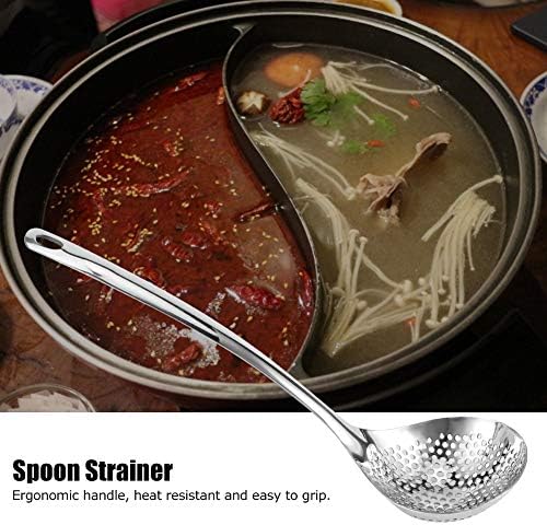 passoire de cuisine louche, 2 pièces cuillère à tamis, cuillère à fentes en acier inoxydable, cuisine à écumoire, Louche à marmite avec long manche, compatible lave-vaisselle, louche à trou – Image 2