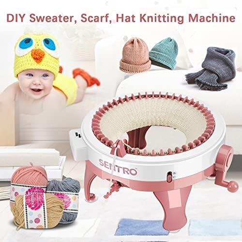 SENTRO Machine à tricoter, 48 aiguilles tisser rond, machines planche tricoter rotative double kit de pour adultes/enfants, bricolage, écharpe, chapeau, chaussettes – Image 5