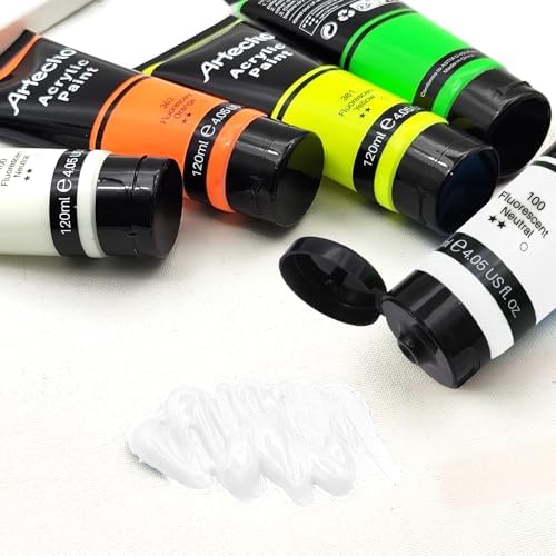 Artecho Peinture phosphorescente néon, tubes de 120 ml, peintures artisanales pour toile, roche, pierre, bois, tissu, fournitures d'art – Image 3