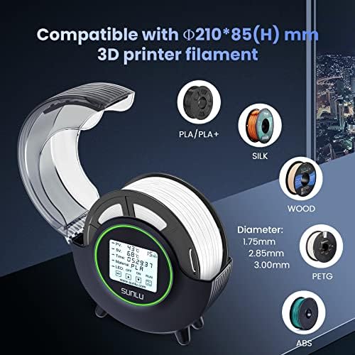 SUNLU Official Filament Dryer S2 with Fan, Chauffage à 360° tout Autour, Séchage Filament 3D, Température Maximale 70℃ Séchage Filament Efficace, PLA PETG ABS PA PC 3D Filament Dryer SUNLU S2, (Noir) – Image 5