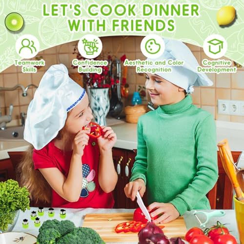 SaiXuan 31 Pièces Ensemble d'Ustensiles de Cuisine pour Enfants - Kit de Couteaux Montessori Sécurisés - Comprend Planches à Découper, Couteaux et Moule à Biscuits,Couteaux Montessori de 2 3 4 5 6 Ans – Image 6