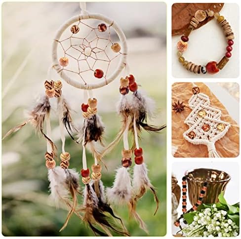 TOAOB 200pcs Perles en Bois Multicolores Imprimées Peintes Boules en Bois d'Afrique Spacer 9 x 10 mm pour Décoration de Bricolage Fabrication de Bijoux Colliers Bracelets Bijoux et Cheveux Tressé – Image 4