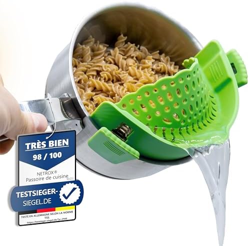 Passoire Clipsable Universelle en Silicone - Demi Passoire avec Bec Verseur pour Casseroles - Gadget Cuisine Pratique pour Égoutter Pâtes et Aliments - Passoire Pliable, Compacte, Adaptable et Durable – Image 12