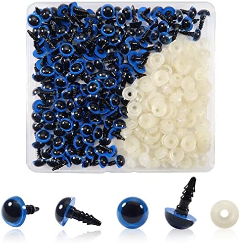 TOAOB 150pcs Yeux de Sécurité amigurumis 6mm Yeux de Poupée en Peluche en Plastique Rond Noir avec Rondelles pour Marionnette DIY Artisanat Bijoux – Image 11