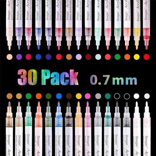 Stylo acrylique noir blanc or argent, Marqueur permanent de 0,7 mm étanche Stylo peinture rupestre, pour roche céramique bois métal papier verre tissu plastique cuir Bricolage 8 pièces – Image 12