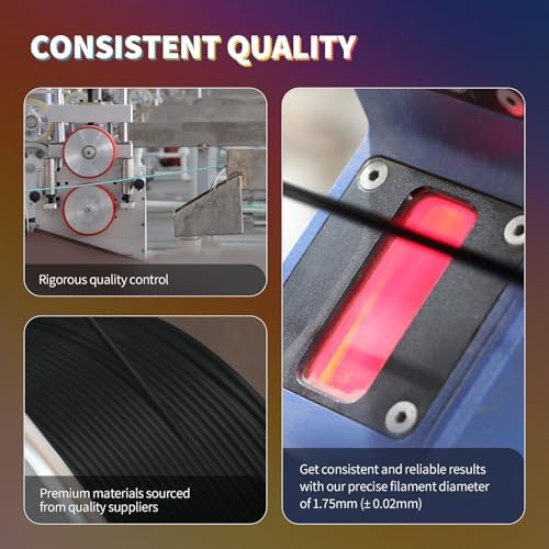 OVERTURE PLA Filament 1.75mm, Bobine de 1kg(2,2lbs), Précision dimensionnelle +/- 0,02 mm (Noir) – Image 6