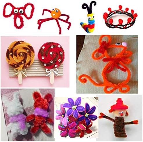 TOAOB 100pcs Fil Chenille Tiges de Fils Chenille Rouge Cure Pipes Cleaner Couleurs Assorties Cleaners Crafts Set 6mm x 300mm pour DIY Artisanat Décoration Fournitures Loisirs Creatifs – Image 6