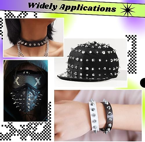 VZXQX 100 Pièces Rivet Cône Punk, 7 x 10 mm Cone Rivet Punk Argenté, Métal Clous Rivets Spike Stud, Pointe Rivet Décoratif pour Cuir, Sac, Ceinture, Chaussures, Bricolage en Cuir, Tissu – Image 6