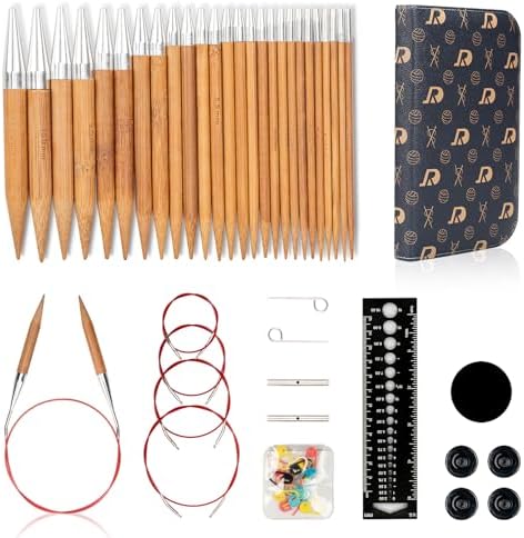 RUIDI Ensemble d'Aiguilles Circulaires Tricot, Aiguilles Circulaires Interchangeables en Aluminium Léger et Chaud avec Étui et Accessoires, 13 Paires d'Aiguilles Circulaires de 2,75 mm à 10 mm – Image 10