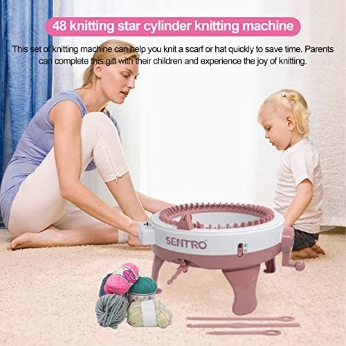 Uennm Machine à Tricoter, 48 Aiguilles à Tisser Intelligente Machines à Tricoter Rondes, Adultes et Enfants Planche à Tricoter Double métier à Tricoter Rotatif pour Chaussettes Chapeau écharpe (B) – Image 4