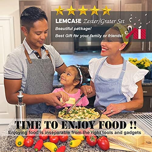 LEMCASE Zesteur Agrumes Citron Manuelle Rape a Cuisine Fromage Parmesan Poignée en Silicone et Lames en Acier Inoxydable avec Couvercle de Protection| Noir (2 Pièces Set) – Image 5