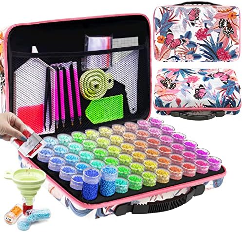 ARTDOT Diamond Painting Accessori, 60 Slots Diamond Painting Kit Completo, Kit per Organizzare Gioielli Pittura Diamante Perline Anelli Charms Glitter Strass