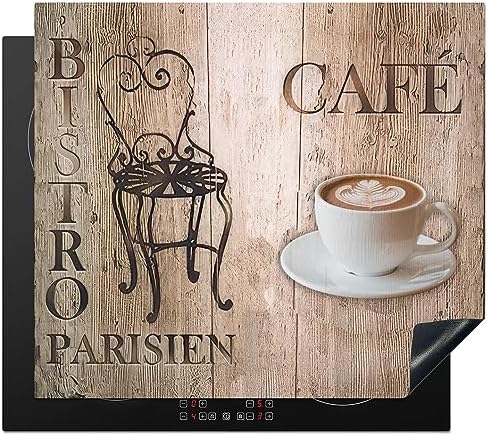 KitchenYeah© Protege Couvre Plaque De Cuisson Décoration Cuisine Tapis Protection Protecteur Induction 60x52 cm Bistro Parisien - Café - Café - Vendanges - 60x52 cm