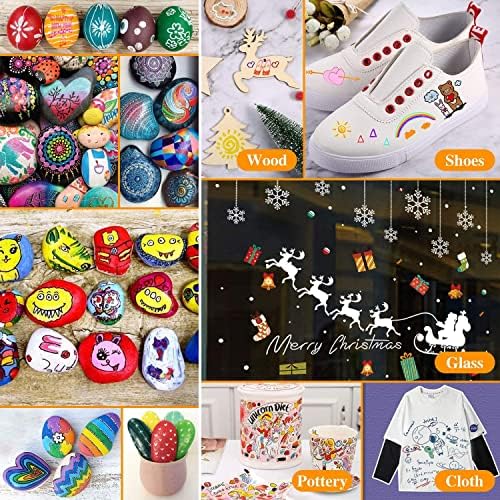 Lypumso Marqueurs Métalliques Feutres, 10 Couleurs Stylo Metallique Paillette à Brosse Douce 1-2mm pour Scrapbooking, Peintures, Albums de Mariage, Stylo Feutre pour Cahiers, Photo, Bois, Porcelaine – Image 2