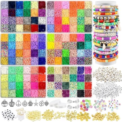 168 Couleurs Perle Plate pour Bracelet, 20860 Pièces 6mm Perles Heishi, Perles pour Bracelet, Perles Argile pour Bracelet avec Perles Lettres DIY Bracelet Collier Pendentif Charmes – Image 11