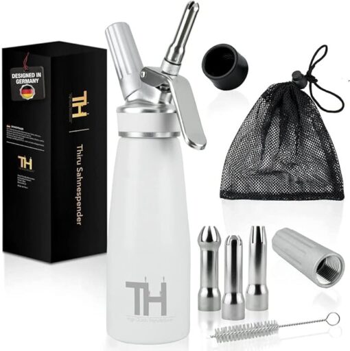 Thiru Siphon Chantilly avec 3 douilles en acier inoxydable & Sac en filet - Mousses et Crèmes - Siphon Cuisine 500ml (noir) – Image 9