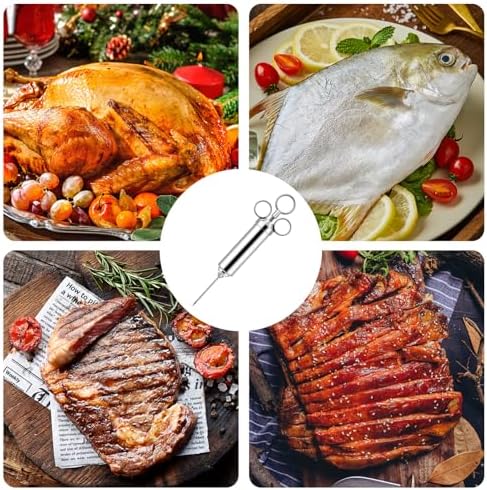 Euakee Injecteur de Marinade, Kit d'Injecteur en Acier Inoxydable avec 3 Aiguilles pour Viande, Injecteur pour Cuisson de Poulet, Steak, Bœuf, Idéal pour Barbecue, Fumoir, Gril – Image 7