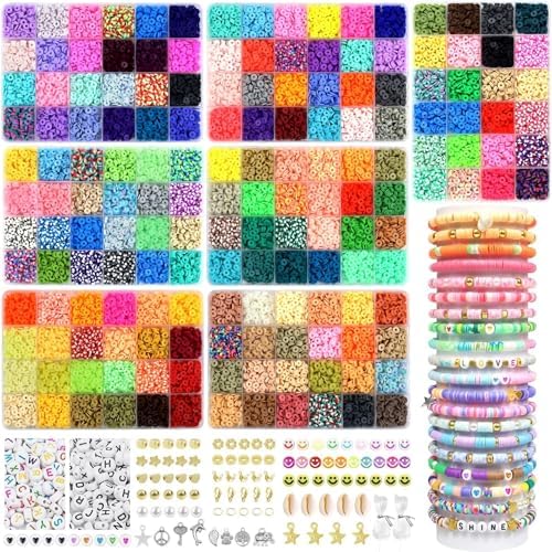 168 Couleurs Perle Plate pour Bracelet, 20860 Pièces 6mm Perles Heishi, Perles pour Bracelet, Perles Argile pour Bracelet avec Perles Lettres DIY Bracelet Collier Pendentif Charmes – Image 8