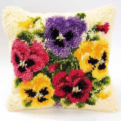 ROCKY&CHAO Kit de crochet à nouer soi-même, avec coussin, 43 x 43 cm, pour adultes et enfants, accessoires pour la maison (tulipe) – Image 8