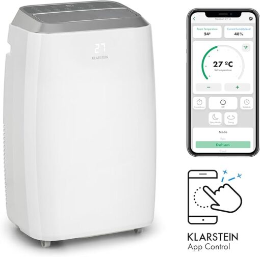 Klarstein Climatiseur Mobile Silencieux, 4 en 1, Mode Nuit, Déshumidificateur, Ventilateur, Mini Climatisation à Faible Conso, Evacuation, Clim Portable, Puissante, 12000 BTU – Image 7