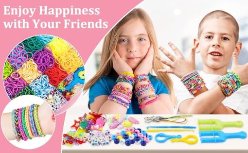 Elastique Bracelet, 2700 Pieces Colourful Rubber for Loom Bands with Pendants, Bracelet Elastique Enfant Kit, Perles,Cadeau de Noël Anniversaire pour Fille Garçon Enfants – Image 5