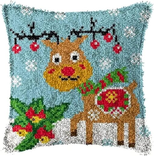 ROCKY&CHAO Kit Tapis au Point noué its de Crochet de Verrouillage for Adultes Débutants Bricolage Cadeaux faits à la main Point de croix Kit créatif 43cm x 43cm(Écureuil) – Image 28