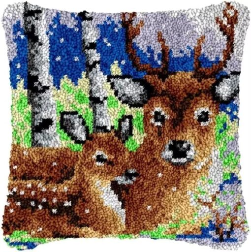 ROCKY&CHAO Kit Tapis au Point noué its de Crochet de Verrouillage for Adultes Débutants Bricolage Cadeaux faits à la main Point de croix Kit créatif 43cm x 43cm(Écureuil) – Image 24