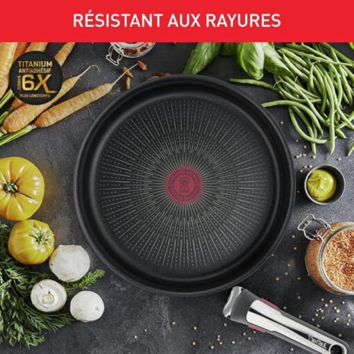 Tefal Ingenio Poêle profonde 26 cm, Induction, Revêtement antiadhésif, Indicateur de démarrage de cuisson, Empilable, Compatible lave-vaisselle, Fabriqué en France, Eco Resist L3978502 – Image 4