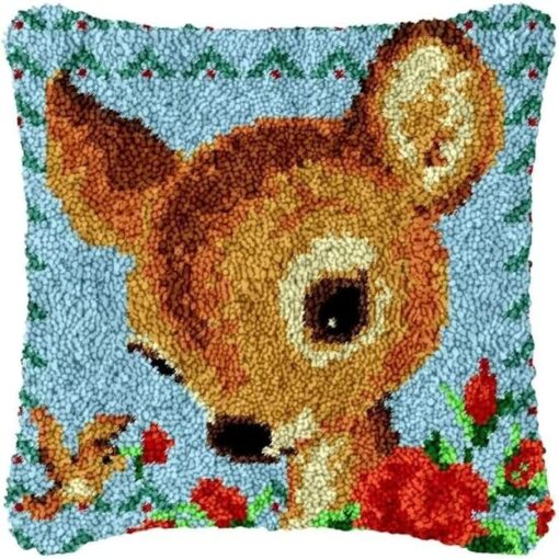 ROCKY&CHAO Kit Tapis au Point noué its de Crochet de Verrouillage for Adultes Débutants Bricolage Cadeaux faits à la main Point de croix Kit créatif 43cm x 43cm(Écureuil) – Image 30