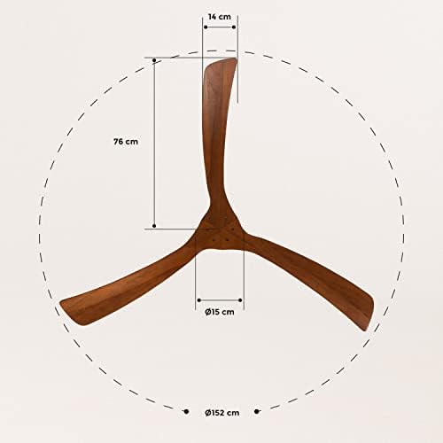 CREATE / WINDLARGE/Ventilateur de plafond avec télécommande et Wifi, noir pales bois foncé / 40W, silencieux, Ø152 cm, 6 vitesses, minuterie, 2 hauteurs, moteur DC, fonction été-hiver – Image 6