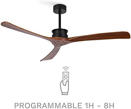 CREATE / WINDLARGE/Ventilateur de plafond avec télécommande et Wifi, noir pales bois foncé / 40W, silencieux, Ø152 cm, 6 vitesses, minuterie, 2 hauteurs, moteur DC, fonction été-hiver – Image 2