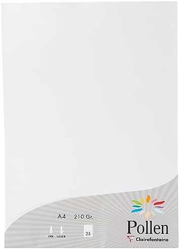 Clairefontaine 24385C - Étui de 25 Feuilles - Format A4 (21x29,7cm) - 210g/m² - Coloris Blanc Irisé - Papier d'Invitation Evènements et Correspondance - Gamme Pollen - Papier Premium Lisse – Image 2
