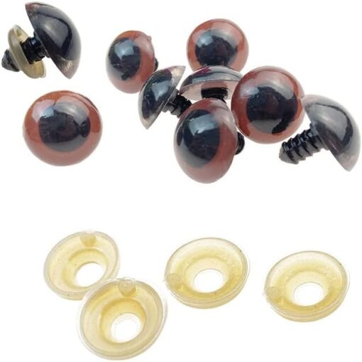 Upstore Lot de 100 yeux en plastique à coudre pour loisirs créatifs, marionnette, ours en peluche et poupée Marron 20 mm – Image 4