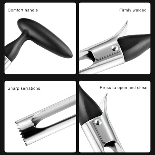 Diompirux 2 pièces Vide Pomme Haut de Gamme, Vide Trognon pomme ou de poire, Avec Lame DenteléE Tranchante Et PoignéE D'Angle Ergonomique en Acier Inoxydable, Accessoires de Cuisine et Maison, Noir – Image 6