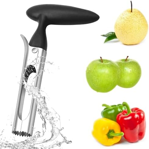 Diompirux 2 pièces Vide Pomme Haut de Gamme, Vide Trognon pomme ou de poire, Avec Lame DenteléE Tranchante Et PoignéE D'Angle Ergonomique en Acier Inoxydable, Accessoires de Cuisine et Maison, Noir – Image 4