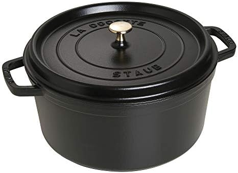 STAUB Cocotte en Fonte Émaillée avec Couvercle, Tous feux dont induction, 7 à 8 personnes, Ronde, 30 cm, 8,34 L, 8,9 kg, Noir Mat